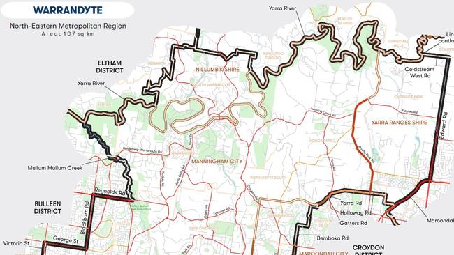 The Victorian electorate of Warrandyte. Picture: VEC