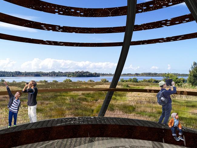 Artist's impression of new viewing platform overlooking Belmont Lagoon. Artwork: Supplied.