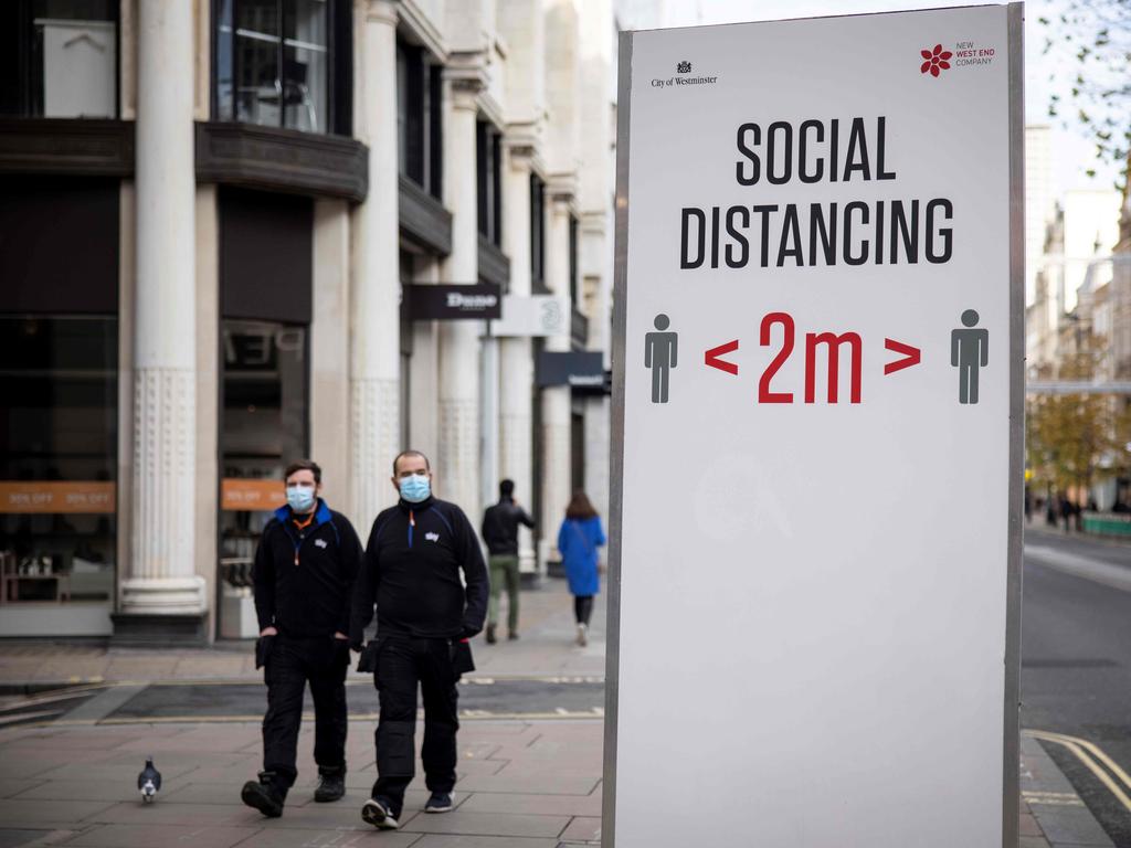 The UK will face a new three-tiered lockdown system after current restrictions lift on December 2. Picture: AFP