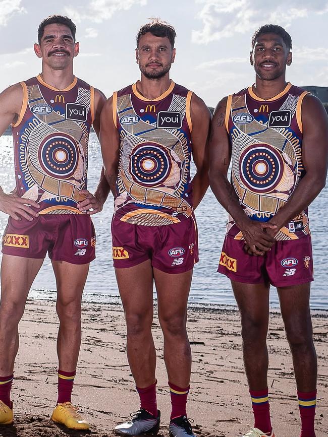 Charlie Cameron, Cal Ah Chee and Keidean Coleman. Picture: Brisbane Lions.