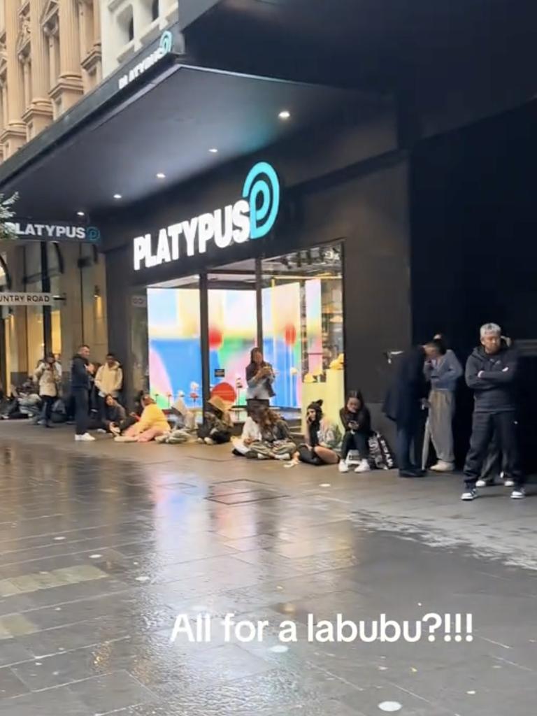 People queuing to buy Labubus in Pitt St, Sydney. Picture: TikTok @simi.ssethi