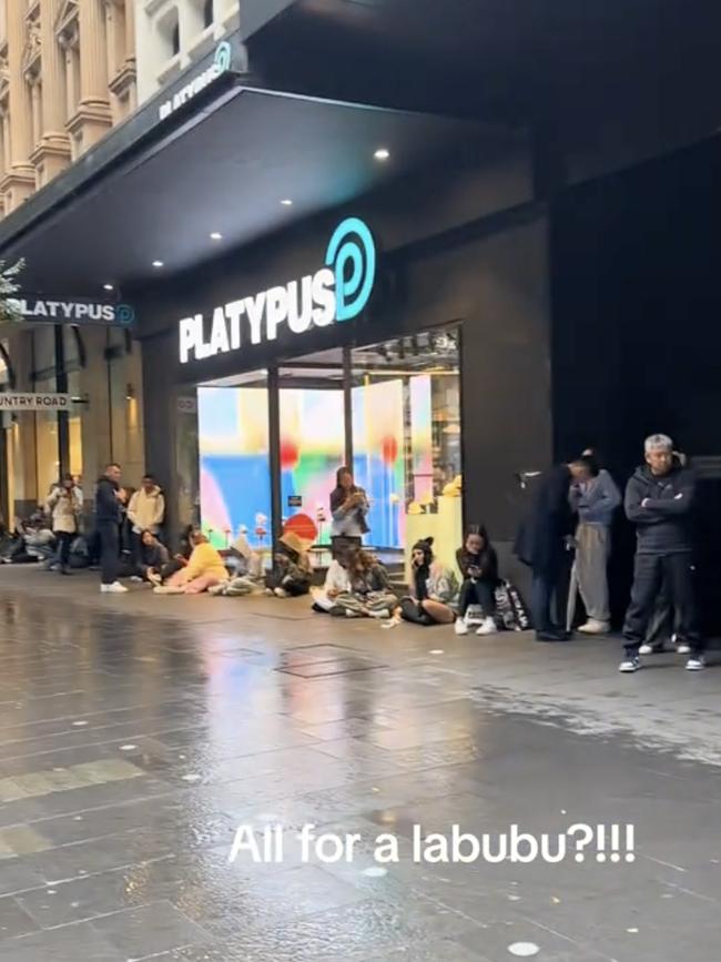 People queuing to buy Labubus in Pitt St, Sydney. Picture: TikTok @simi.ssethi