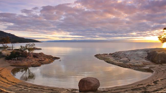 What a view at sunset down at Honeymoon Bay. A great spot for hiking, fishing, and to let the kids run free.