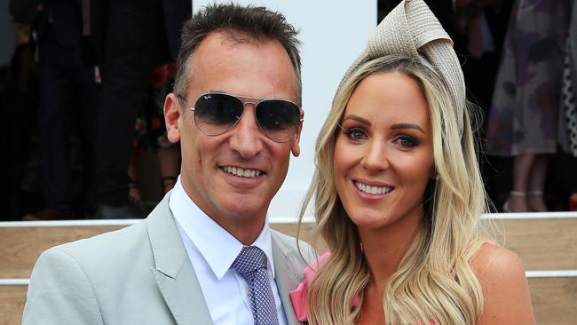 Antony Catalano with his wife Stefanie at Flemington Racecourse. Picture: Aaron Francis