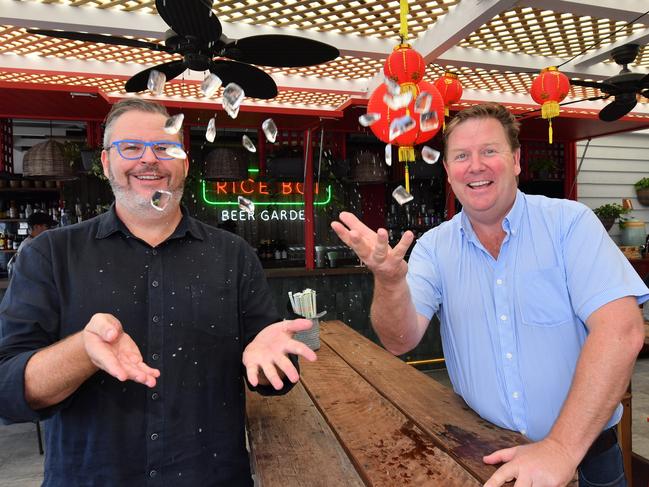 Tony Kelly and Dirk Long at Mooloolaba’s Rice Boi. Picture: File