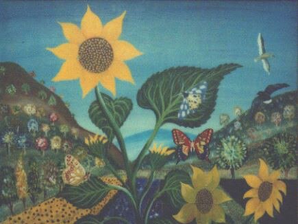 Stolen artworks Butterflies in the Sunflower Field by artist MILAN TODD. Source: Interpol