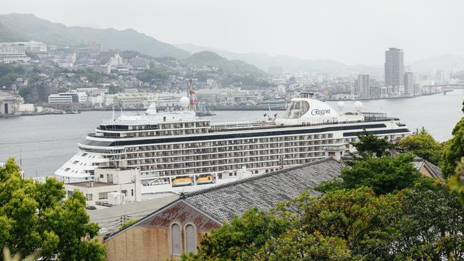 Regent’s Seven Seas Explorer docked in Nagasaki Port. Picture: Elise Hassey.