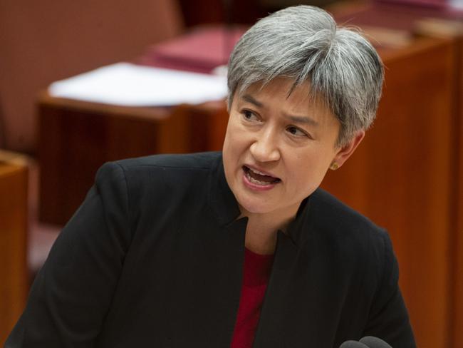 CANBERRA, AUSTRALIA - NewsWire Photos JUNE 23 2021: Senator Penny Wong speaking in the Senate at Parliament House in Canberra. Picture: NCA NewsWire / Martin Ollman