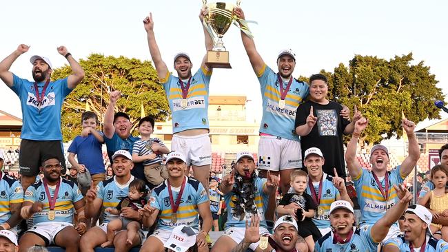 Norths celebrating back-to-back Queensland Cup premierships. Picture: Bradley Kanaris/Getty Images