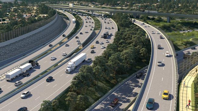 An artists’ impression of the North East Link, which is expected to carry up to 135,000 vehicles a day. Picture: State Government