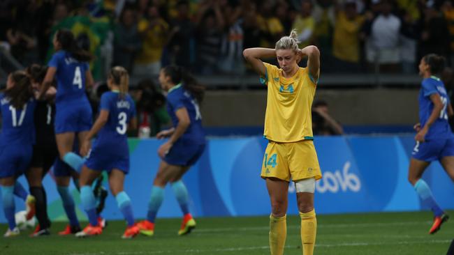 Australia's Alanna Kennedy after missing her penalty.