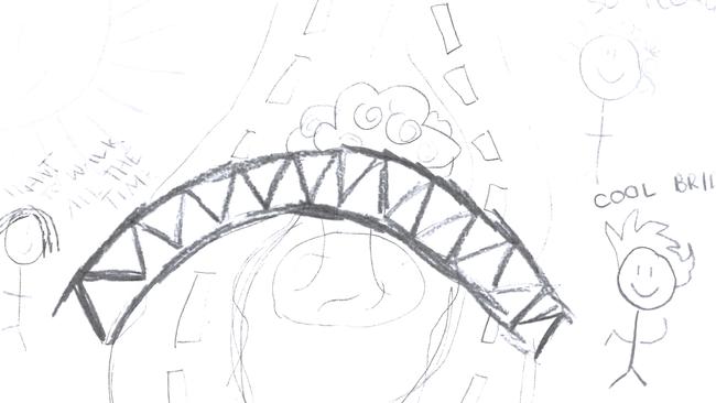 Mackaela drew a picture of the potential pedestrian bridge.