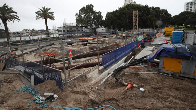 The Cannes Waterfront site at Surfers Paradise was quiet on Tuesday. Picture Glenn Hampson