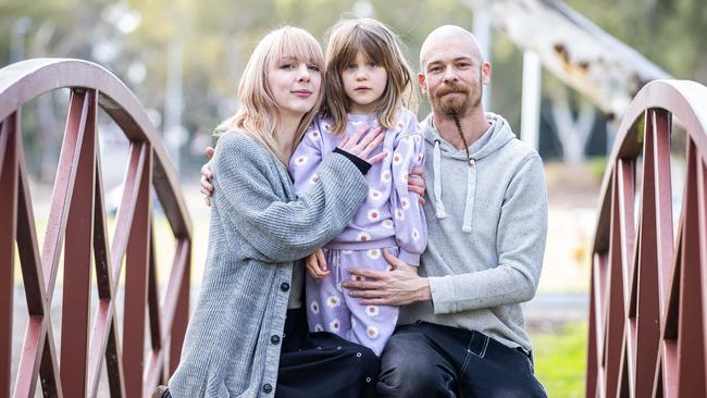 David Fairhead and Wynona Reilly with daughter Savannah, 6. Picture: Tom Huntley