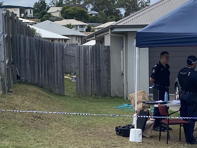 Police stationed at 18 Blaxland Court, Glen Eden, Gladstone on Thursday, April 21, 2022.