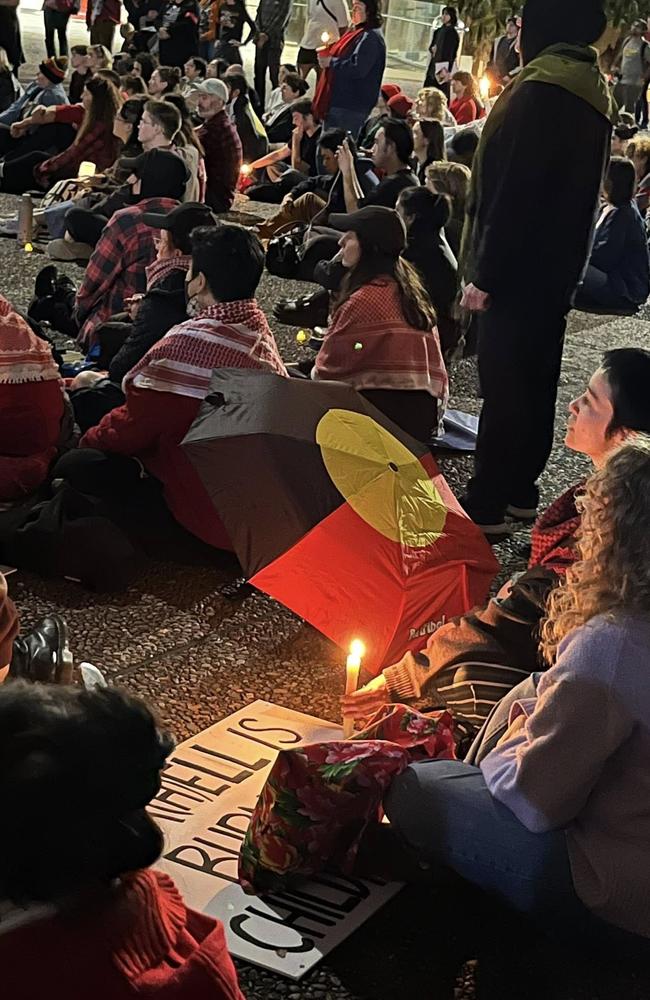 Hundreds attended a vigil at Sydney town hall on May 1, 2025, to mourn Kumanjayi White, a young Aboriginal man who died in custody in Alice Springs last week. Picture: Supplied.