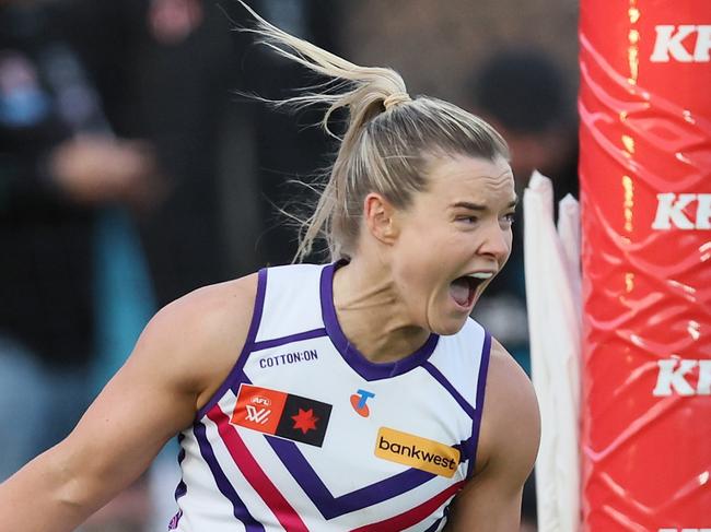 Hayley Miller has stepped up for the Dockers. Picture: James Elsby/AFL Photos via Getty Images