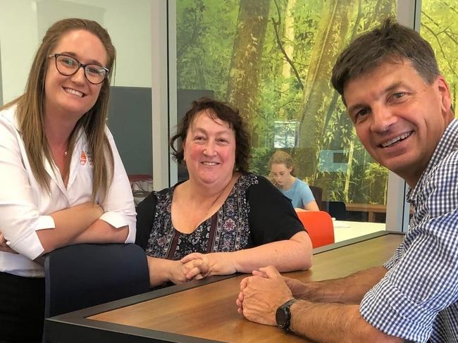 Federal member for Hume, Angus Taylor, with staff at Country Universities Centre Goulburn.