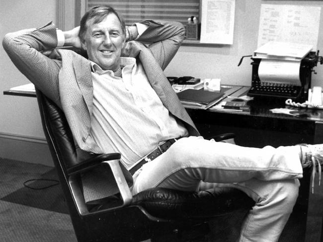 Businessman and advertising guru John Singleton in his Hunters Hill office in 1993. Picture: Dave Hancock