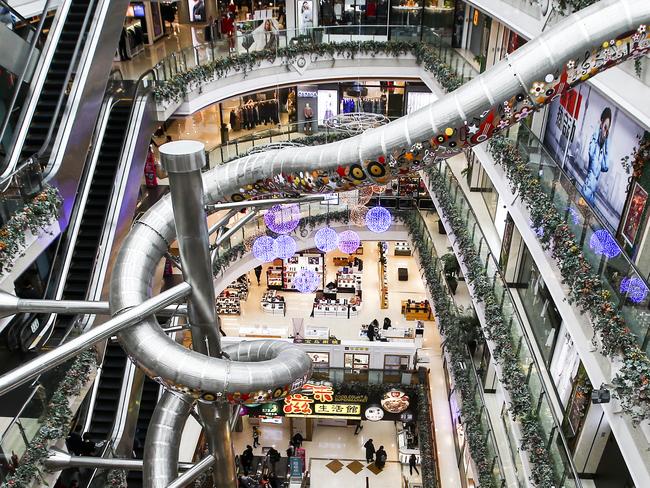 View of a five-story high giant winding slide in a shopping mall in Pudong, Shanghai, China, 13 February 2016. A five-floor-high slide at a shopping mall in Pudong New Area has triggered heated discussion and great attention among locals. The giant winding slide made of stainless steel is shaped like a dragon. It is expected to open after the Lantern Festival, which falls on February 22 this year. The slide attracted big crowds taking photos at the Pujian outlet of Printemps Department Store this afternoon. The slide is not transparent, but there are small holes on it. The Pudong New Area Market Supervision and Management Bureau said the slide does not fit into any special equipment category, thus compulsory inspection is not required. But the department store operator has sent the slide for tests, and is fixing some potential safety hazards, the bureau said.