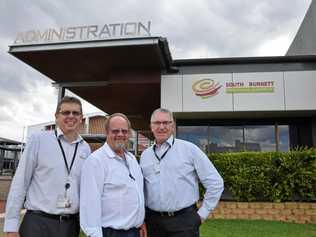 South Burnett Regional Council's Peter O'May, councillor Terry Fleischfresser and Mayor Keith Campbell. Picture: Tobi Loftus