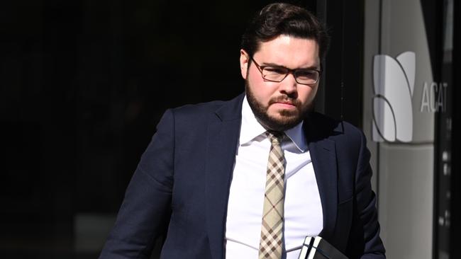 Bruce Lehrmann outside the ACT Civil and Administrative Tribunal in Canberra. Picture: NCA NewsWire / Martin Ollman