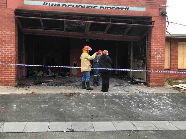 The burnt out old fire station. Picture: Sharyn Manning