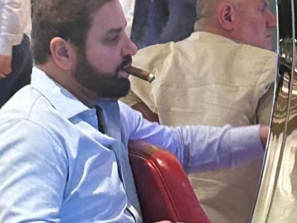 EWanted property developer Jean Nassif spotted in April gambling at a casino in Lebanon, surrounded by four security guards. Photo: Supplied