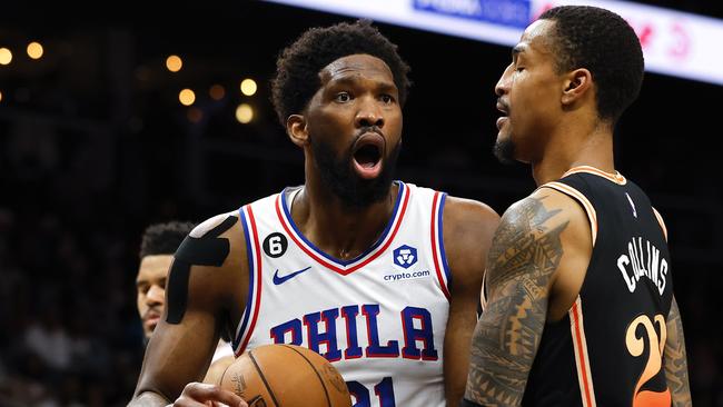 Embiid showing the world how to react. Photo: Todd Kirkland/Getty Images/AFP