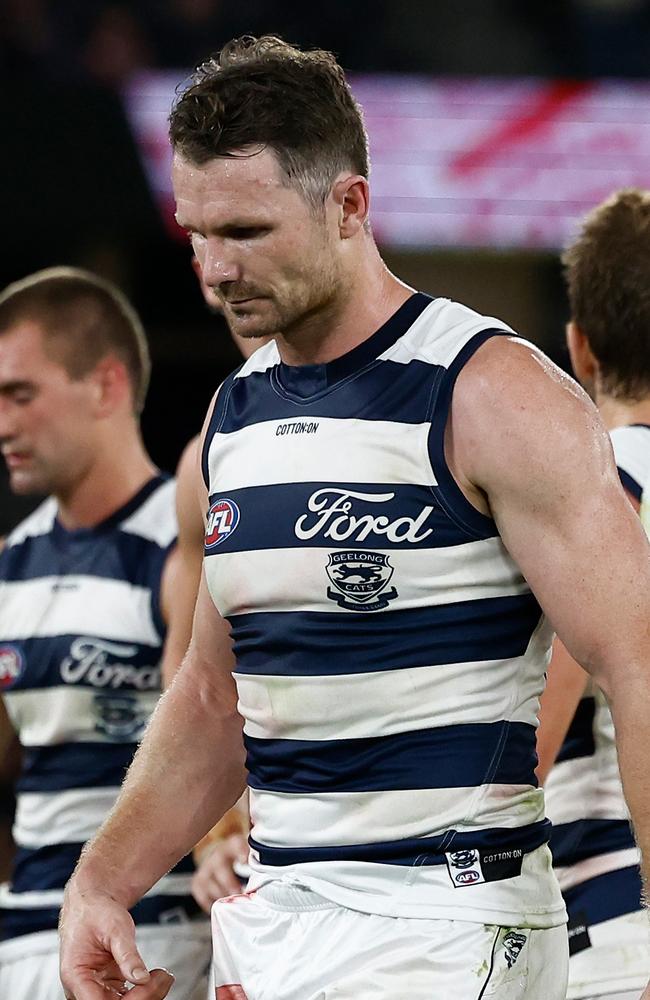 Patrick Dangerfield after the Cats’ loss. Picture: Michael Willson/AFL Photos via Getty Images