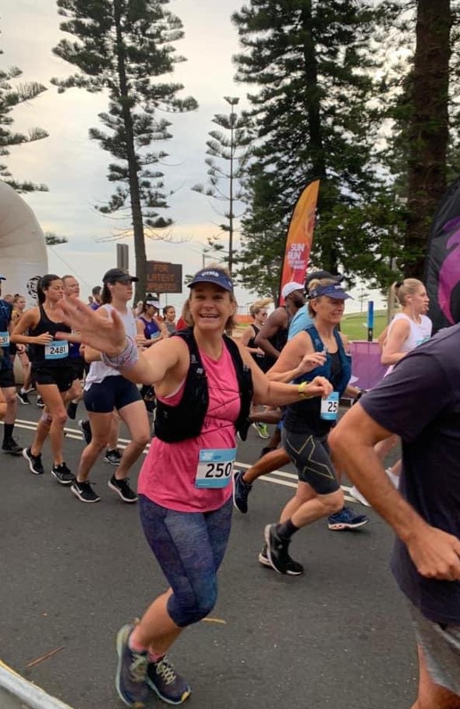 Former Olympian Zali Steggall taking part in a 10km fun run on the northern beaches. Picture: Supplied.