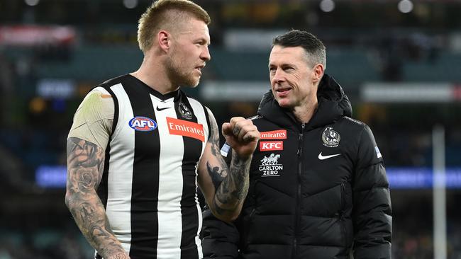 Jordan De Goey and Craig McRae. Picture: Getty Images