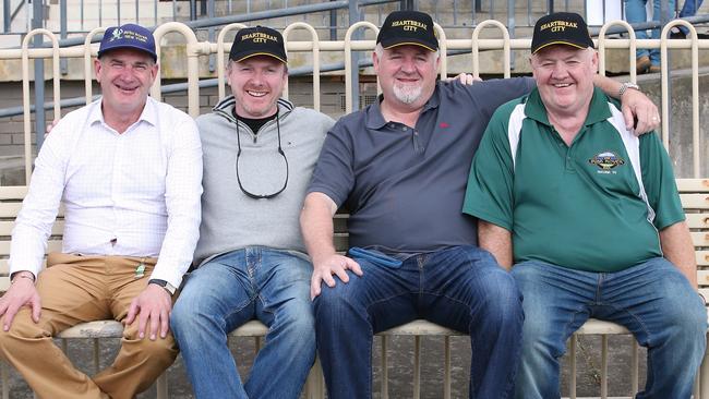 Heartbreak City connections Tony Martin, Charlie Gavigan, Niall Reilly and Aidan Sheils at Werribee on Sunday. Picture: Wayne Ludbey