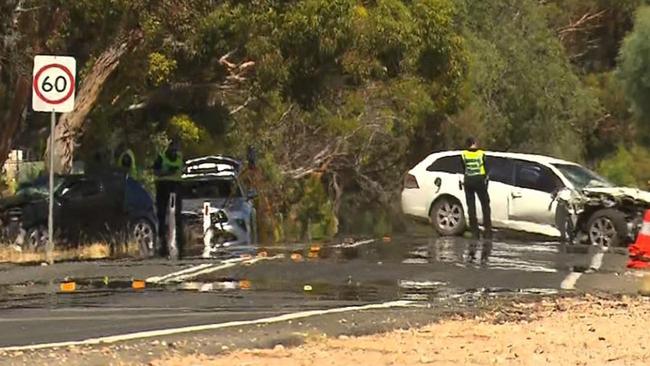 49-year-old Hewett man has died and two children have been injured after their black Volkswagen collided with another car on Uley Road at Craigmore. Picture 7News