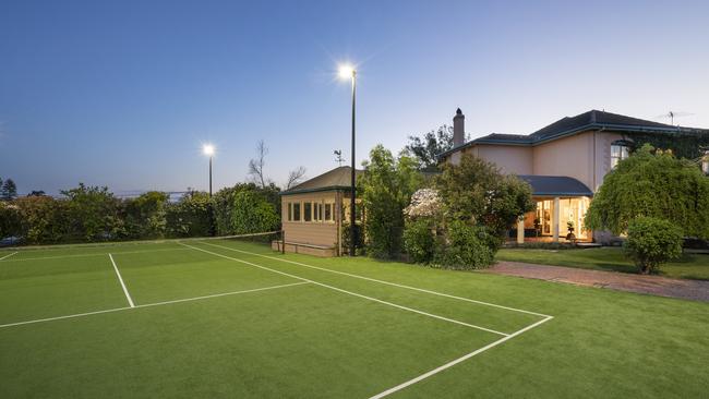 Private tennis court.