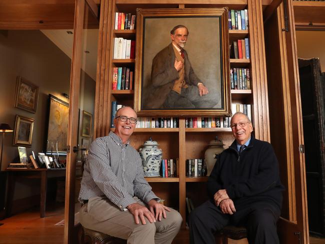 Clive and Julian Smith, with the WB McInnes portrait of their grandfather, Julian, which won the Archibald Prize in 1936. Picture: David Geraghty