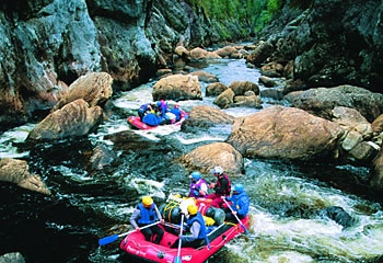 Rough and ready ... riding the white stuff on Tasmania's famous Franklin River.