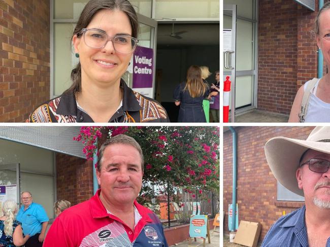 Voters at pre-poll for The Voice to Parliament at Rockhampton Showgrounds on October 10.