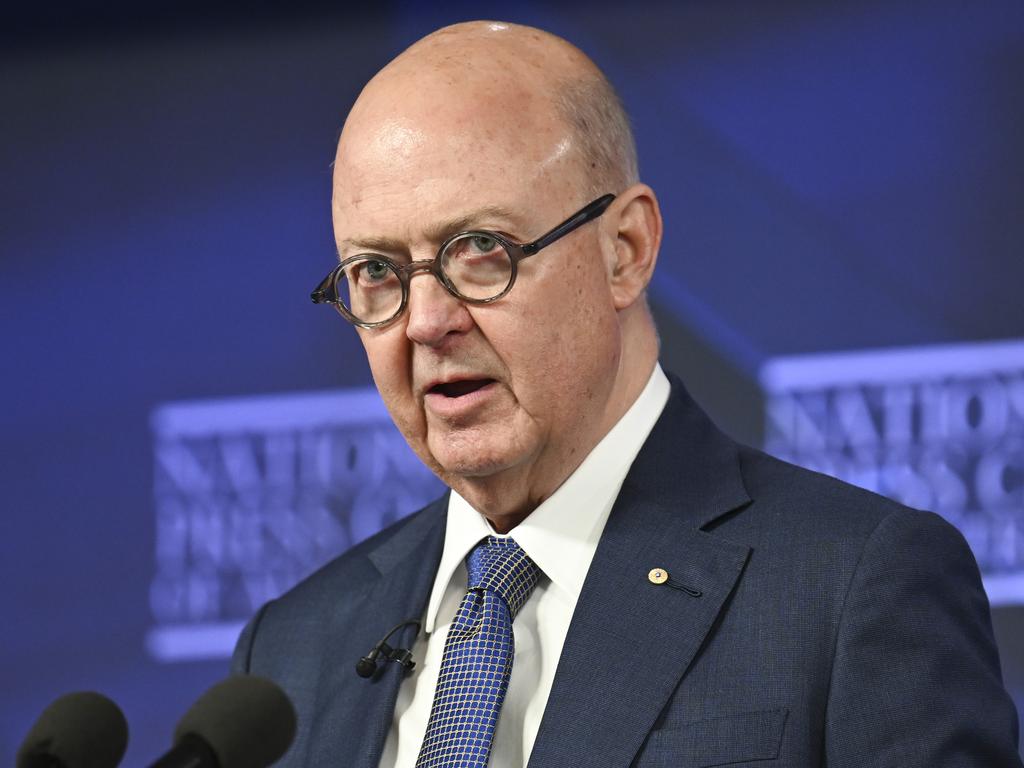 Kim Williams AM, Chair of the Australian Broadcasting Corporation addresses the National Press Club of Australia in Canberra. Picture: NewsWire / Martin Ollman