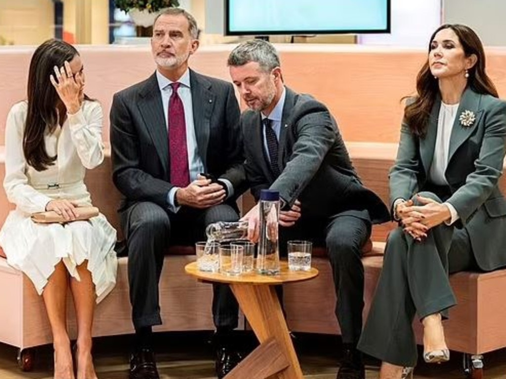 Spain's King Felipe and Queen Letizia with Prince Frederik and Princess Mary in Copenhagen, days after the rumours were made public. Picture: Getty Images