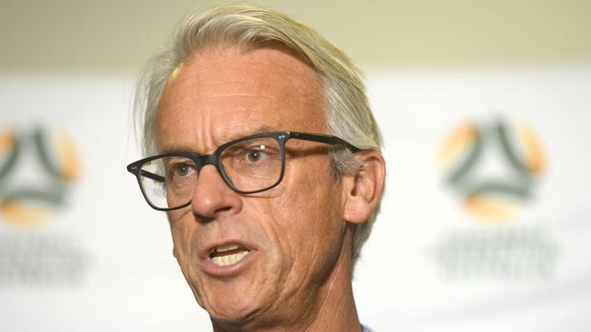 FFA CEO David Gallop has been in the firing line, but remains adamant he’s the best man for the job. Picture: AAP