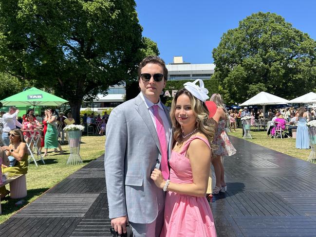 Mariale De Hoyos and Alejandro Elosua enjoying the Melbourne Cup. Picture: Oscar Jaeger