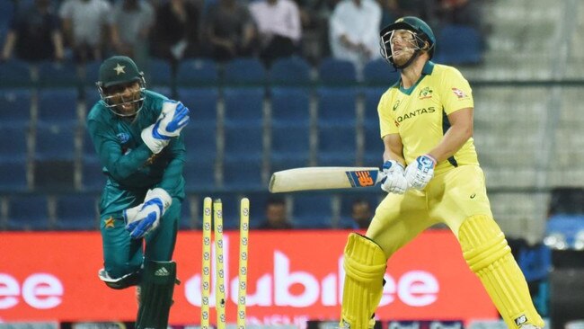 Aaron Finch started the rot when he was clean-bowled by left-arm spinner Imad Wasim.