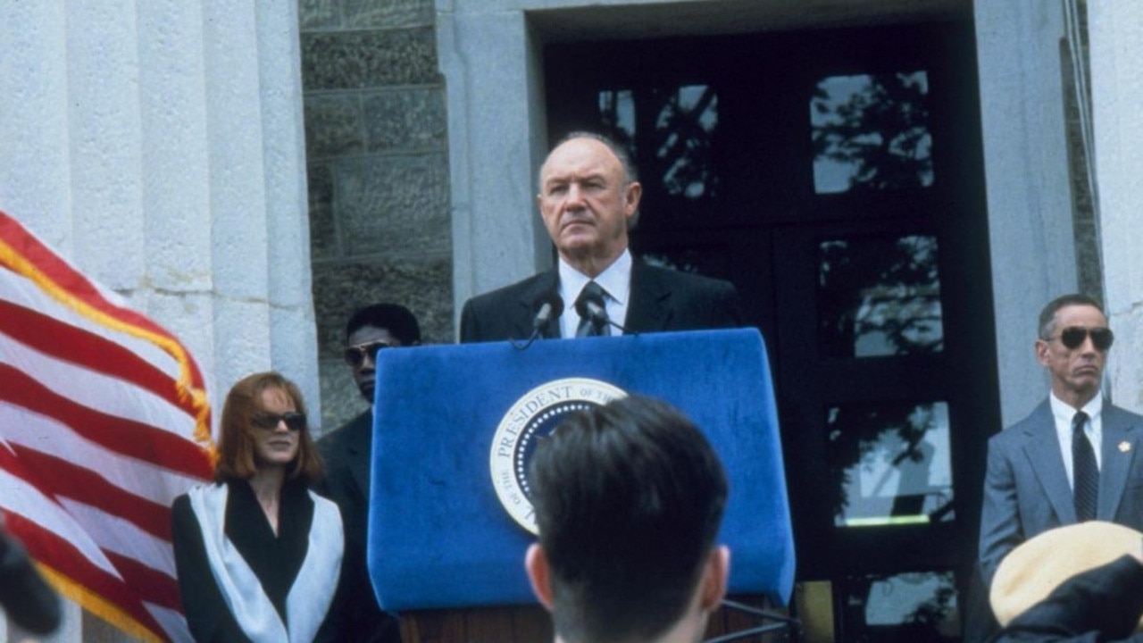 #28: President Alan Richmond in Absolute Power (1997) - Hackman plays the President who forces himself on the wife of a billionaire, only to be scream for help after she defends herself with a letter opener. After Secret Service kill the woman, they try to cover it up - only master thief Luther Whitney, played by Clint Eastwood, had seen the whole scene play out after breaking into the mansion.