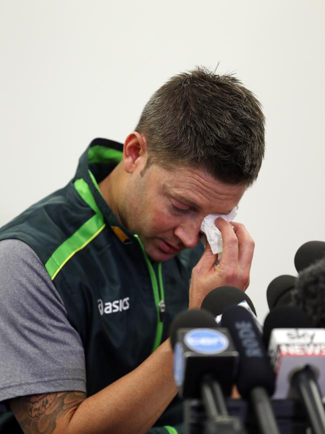 Emotional: The captain dabs his eyes during his two minute tribute.