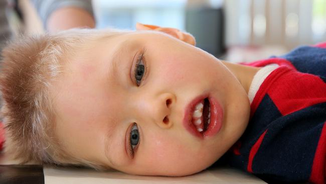 Roki Mills, 3, at his Newport home. Picture: Troy Snook