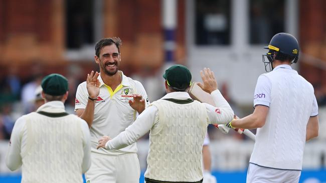 Mitchell Starc has lit up Lord’s - and England’s top order - with some elite fast bowling. Picture: Getty