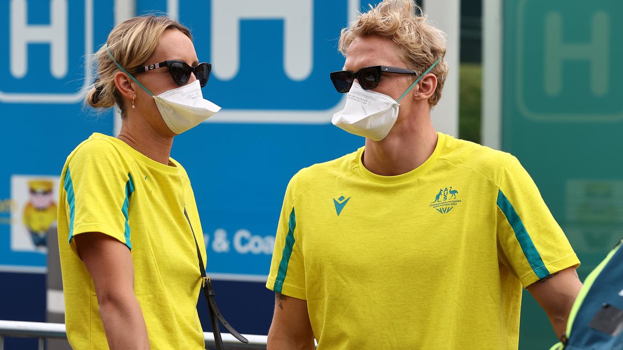 Cody Simpson and Emma McKeon arrive masked up