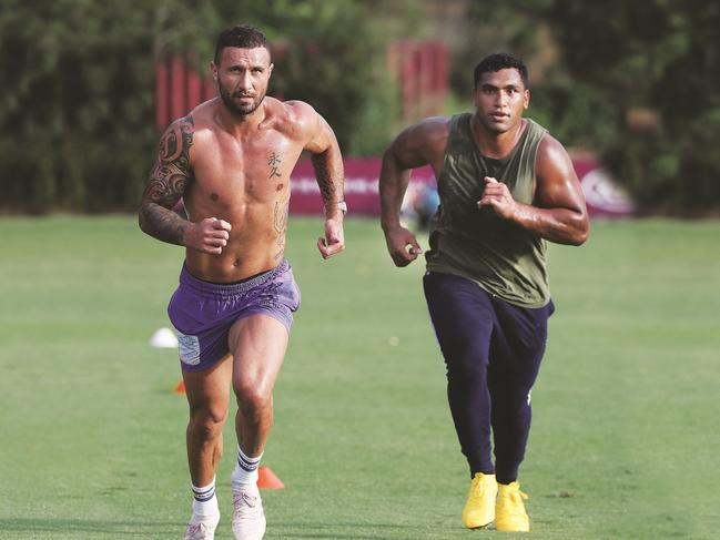 Quade Cooper and Tevita Pangai Jr didn’t just train together. Picture: Annette Dew