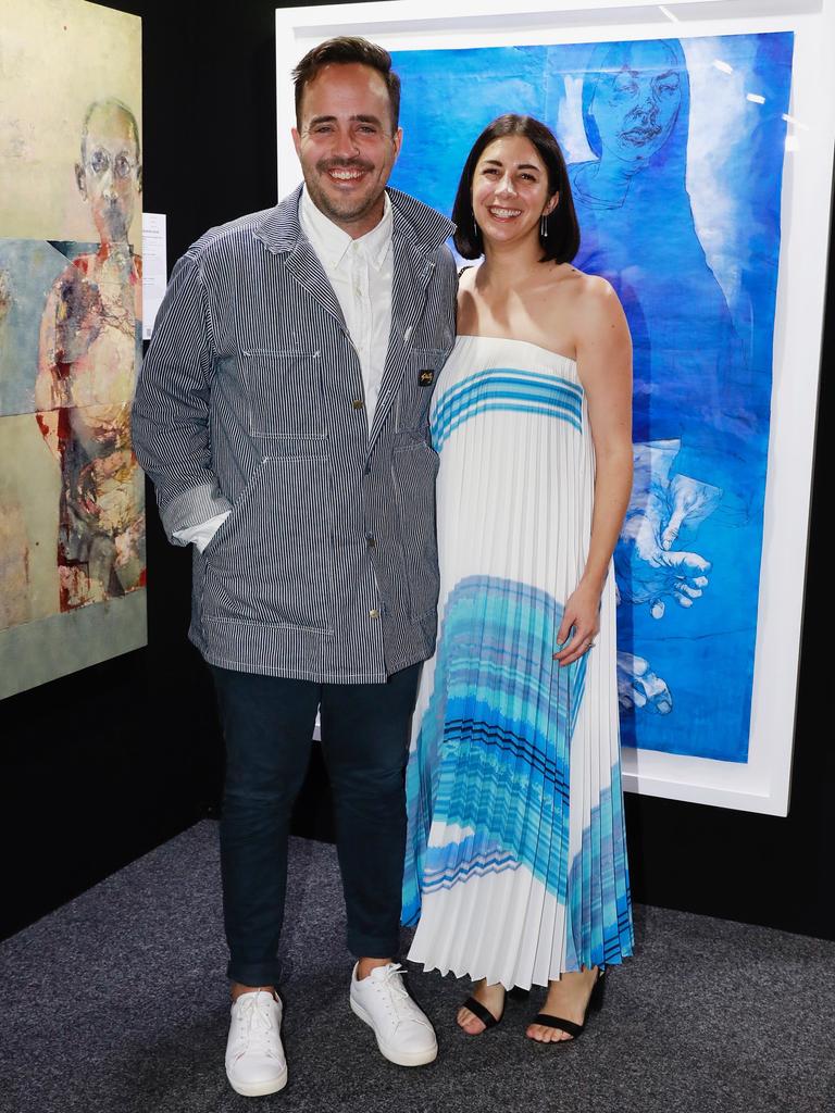 Sam Cranstoun and Chrisanthi Demos at Brisbane Portrait Prize at Brisbane Powerhouse in New Farm on Wednesday, October 7, 2020. Photo: Claudia Baxter Socials: Damien Anthony Rossi. Picture: Kim Rafael Llige